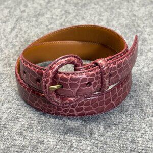 Lauren Ralph Lauren Italian Leather Croc Embossed Belt Burgundy Size S